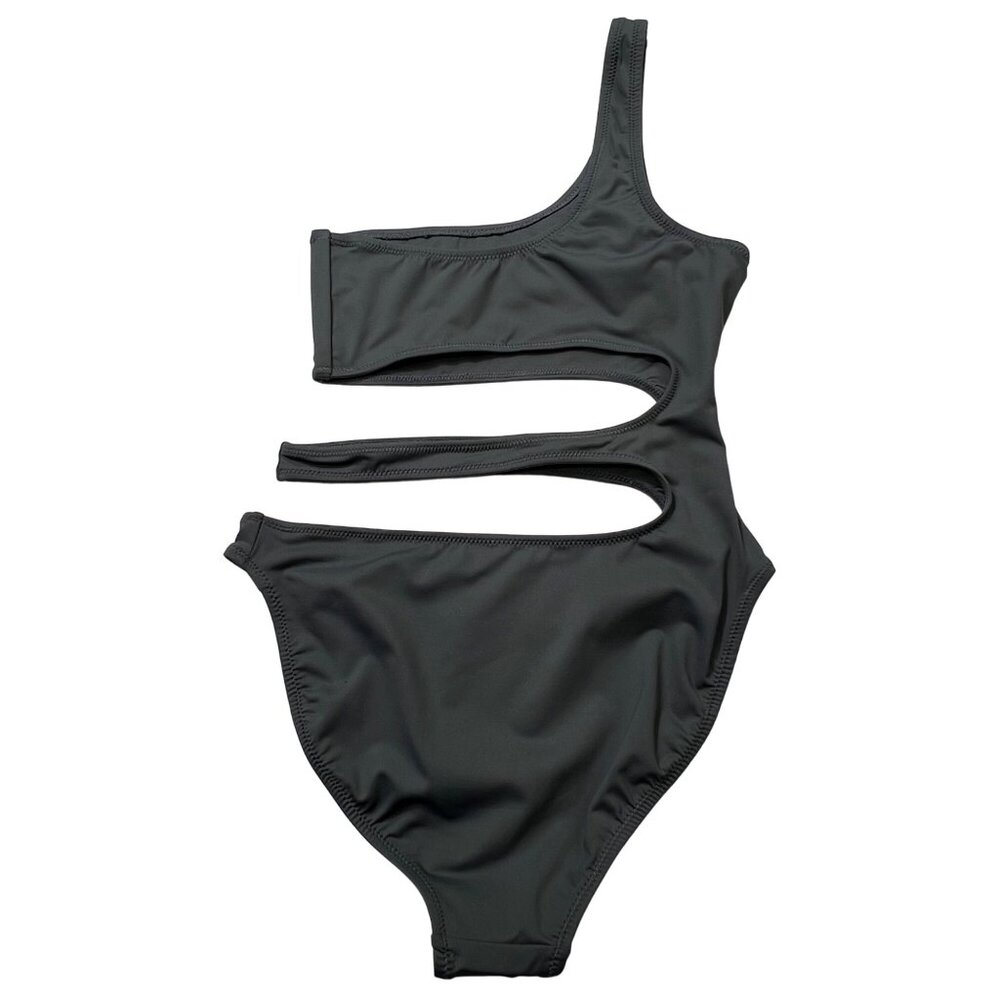 SKIMS Swim One Shoulder Monokini Gunmetal Womens XS - Picture 3 of 12